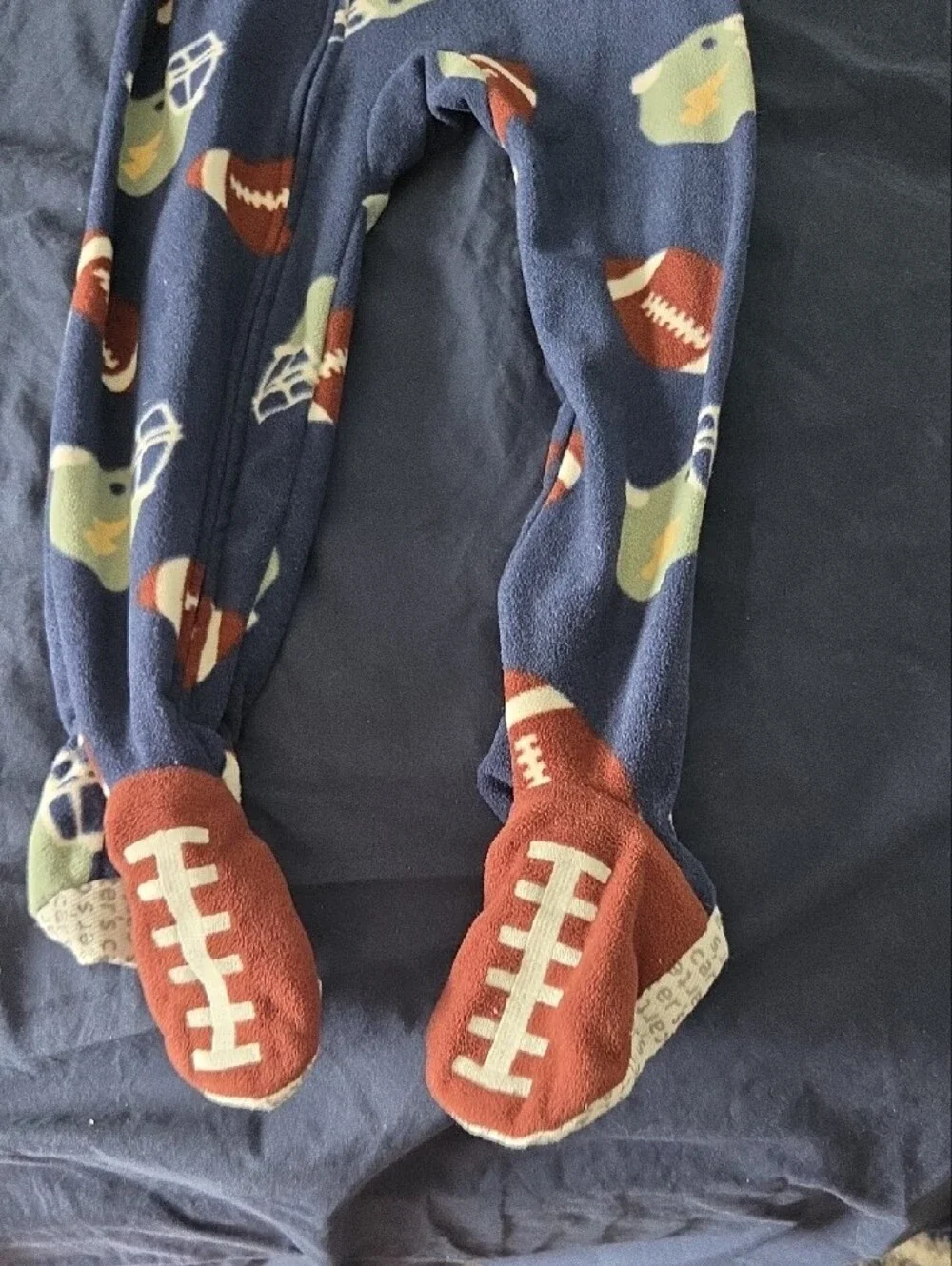 Carter's Navy Football & Rocket Fleece Footed Pajamas- Set of 2 Size 4t, Kids
